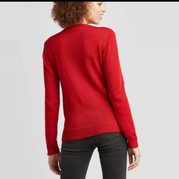 NWT Disney Mickey Mouse Red Black Crew Neck Sweater Size Small - Picture 8 of 9